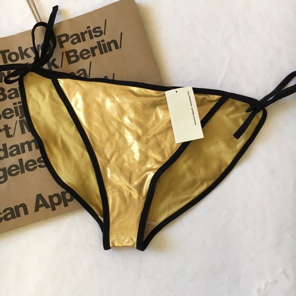 AMERICAN APPAREL METALLIC GOLD BIKINI SWIMSUIT - Picture 3 of 3